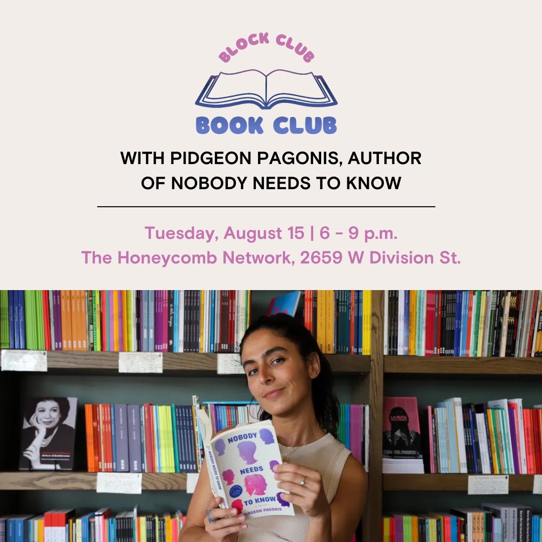 JakeWittich's tweet image. I am SO excited about this one… @BlockClubCHI is launching a book club!

I’m hosting our first LIVE book talk next Tuesday, Aug. 15 with intersex activist @Pidgejen, whose memoir “Nobody Needs To Know” comes out that day!

RSVP: blockclubchi.co/NNTK
