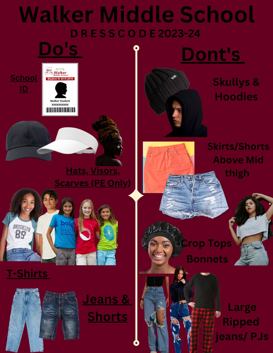WalkerMS_OCPS's tweet image. Hello Vikings! As the first day of school approaches, we would like to remind everyone of the official dress code as per the student code of conduct. Below are some DO&apos;s and DON&apos;Ts to keep in mind.