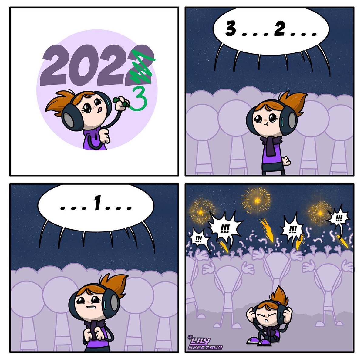 ShowandTell_Org's tweet image. Noisy Fireworks! Original by @lilyspectrum.  #Autism #NoiseSensitivity #ShowandTellCO #Comics #LilySpectrum