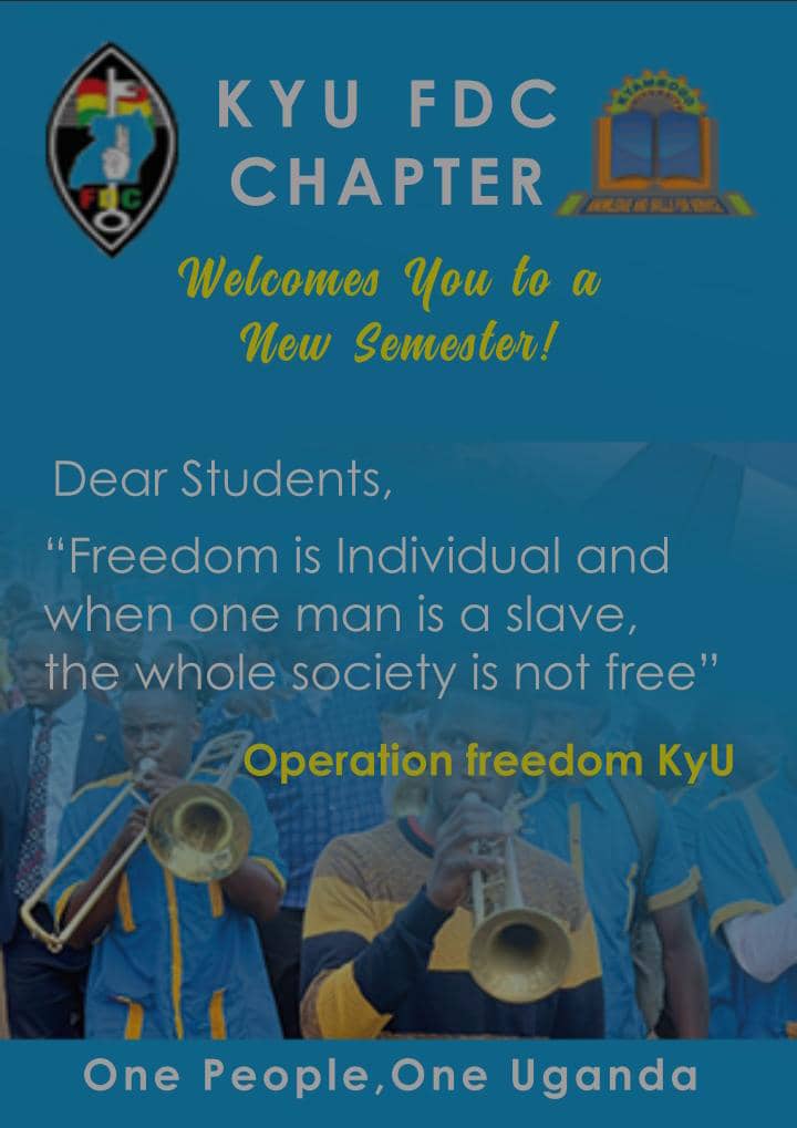 FdcKyambogo's tweet photo. Welcome to @kyambogou dear year ones and for the continuing students the struggle continues.

Aluta Continua.
@FDCOfficial1 https://t.co/fNekMivI0F