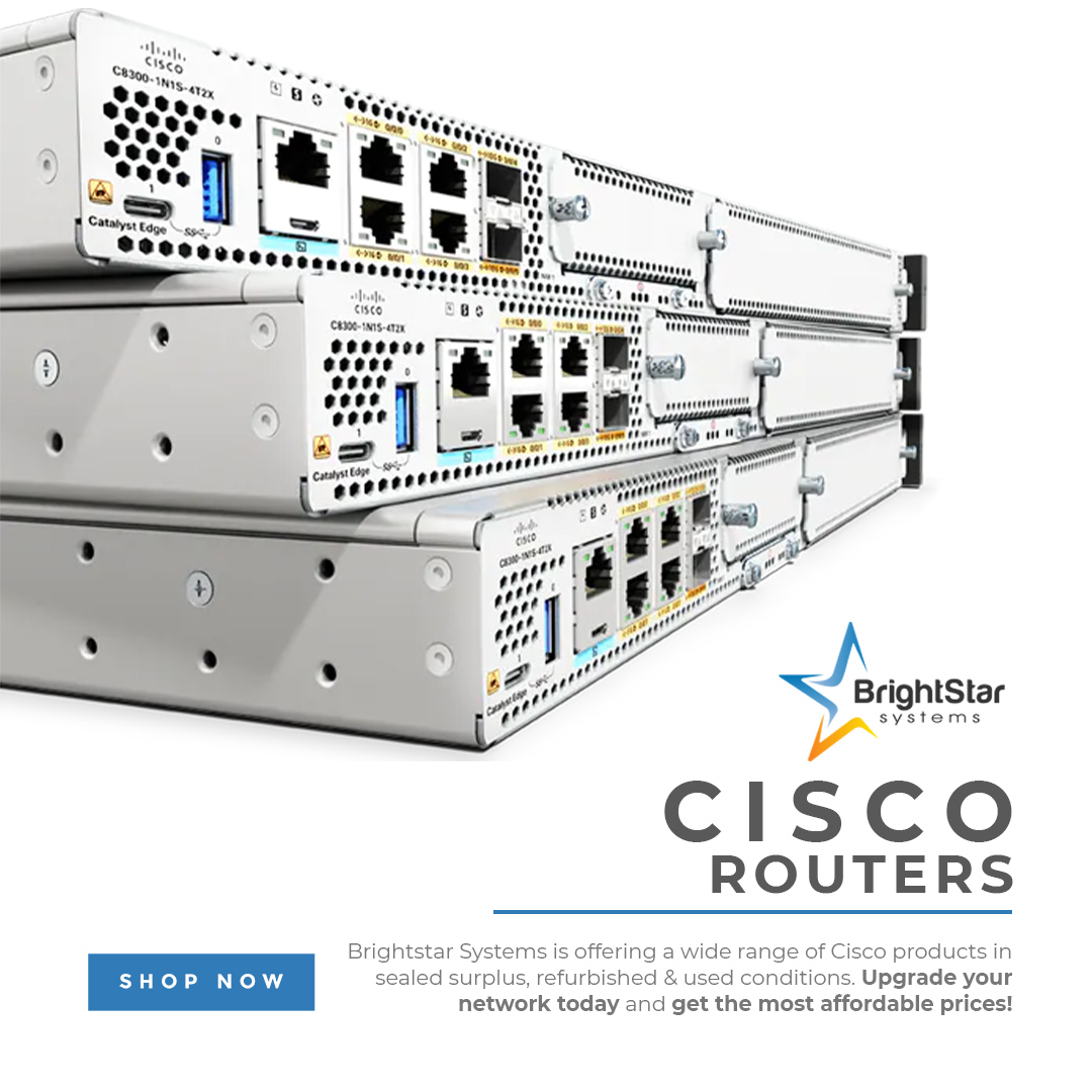 BrightStar_USA's tweet photo. Illuminate your network's path to success with Cisco Routers! With savings of up to 95% off the list price, you can experience unbeatable affordability without compromising on high-speed connectivity. Let BrightStar Systems guide your network's way forward! 💡 #BrightStarSystems https://t.co/q7Psa69nOn
