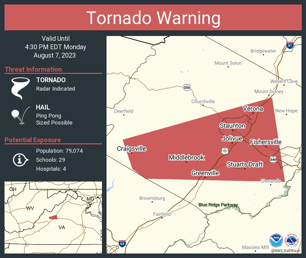 Tornado Warning including Staunton VA, Stuarts Draft VA and Fishersville VA until 4:30 PM EDT