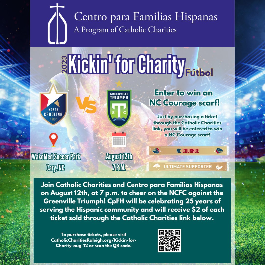 CathCharDoR's tweet photo. 🎉Make plans to attend CpFH 25th anniversary celebration at the NC Football Club match! TAG someone you’d like to take to the August 12 match against the Greenville Triumph, and we’ll randomly select a lucky winner to receive 2 tickets! Drawing Aug 8! ⚽⚽
https://t.co/RrOCIfs24v https://t.co/dv0SzuFmWg