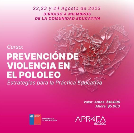 APROFAChile's tweet photo. 🚨 NUEVO CURSO EN #APROFAEDUCA

Inscríbete y participa en la primera versión del curso “Prevención de violencia en el pololeo: estrategias para la práctica educativa”.

Inscripciones abiertas en https://t.co/rId6dN7BZW

#APROFA #Educación #Chile https://t.co/YIQzi4RPDv