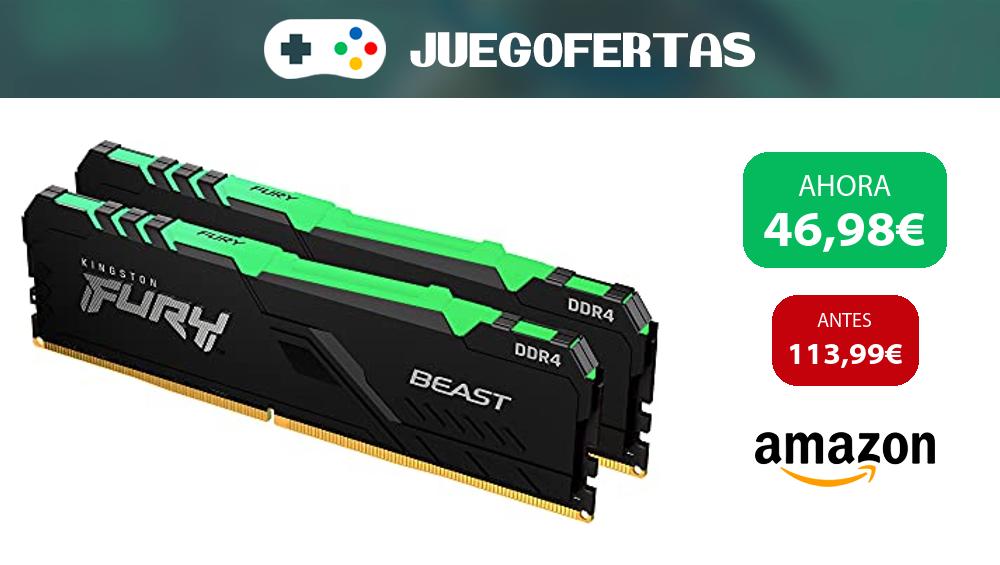 JuegofertasTG's tweet image. 🚀Mejora tu PC al máximo con el kit de memoria Kingston FURY Beast RGB 16GB (2x8GB) por solo 46,98€! 🔥🎮No esperes más! #OfertaImperdible #Gaming #PCUpgrade
amzn.to/42e6EXb