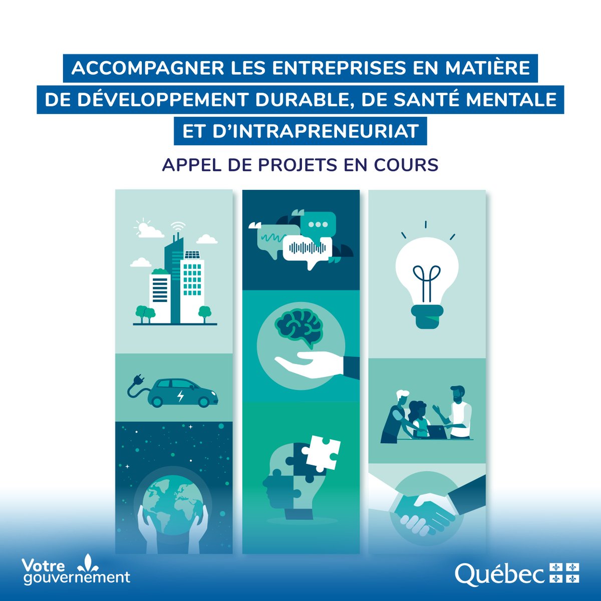 economie_quebec's tweet photo. #APPELDEPROJETS |Les #OSBL et les #coopératives qui offrent des services aux entreprises en #développementdurable, en #santémentale et en #intrapreneuriat peuvent soumettre leurs projets d’ici le 15 septembre 2023. 👉https://t.co/4Vk2OXMTGK https://t.co/9zQ09X5ZTN