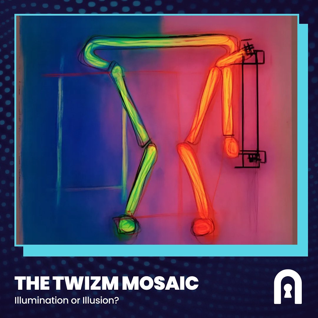 Introducing another stellar room from the Adim community:The Twizm Mosaic. 🔦

Led by <a href="/mwfc/">Max</a>, this is a podcast about Twizm, an entity composed of bands and cogs that emanate neon light, whirring and clicking as it constantly re-flows into new shapes. Those who encounter it report
