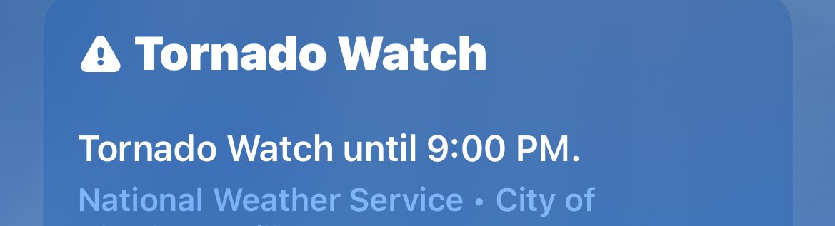 Can we collectively agree that “tornado watch” and “tornado warning” needs to be renamed?! 

Let’s just say, “tornado maybe” “tornado definitely”.