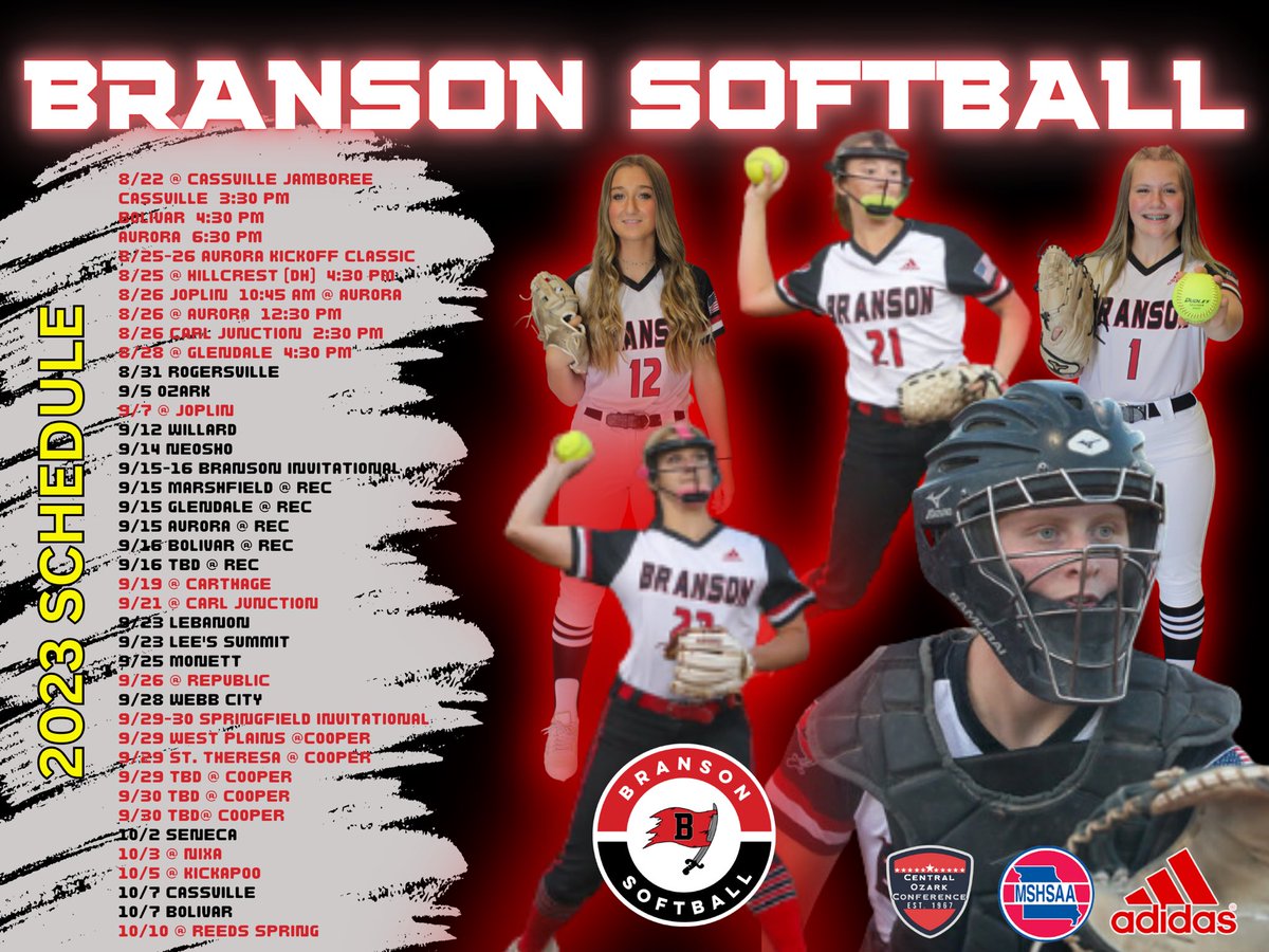 SoftballBranson's tweet photo. 2023 Branson Softball Schedule @bransonschools @BHSPirateSports @BransonPirates https://t.co/7seOmXiEc0