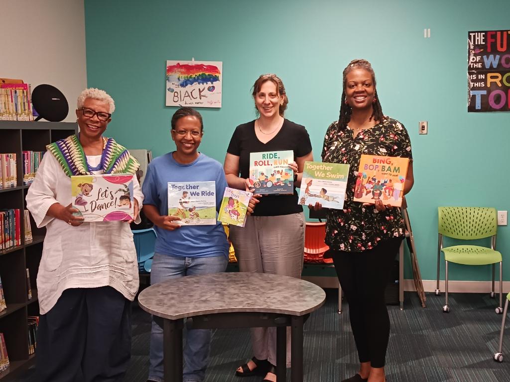 valerie_bolling's tweet photo. I had a wonderful time reading #TogetherWeRide and #RideRollRun at the South End branch of @fergusonlib. Each child got a personalized copy of #RideRollRun. It was a fun morning for all. @abramskids  @mm4tweets @ChronicleKids @e_lazowski @BookishAriel https://t.co/747Be79m04