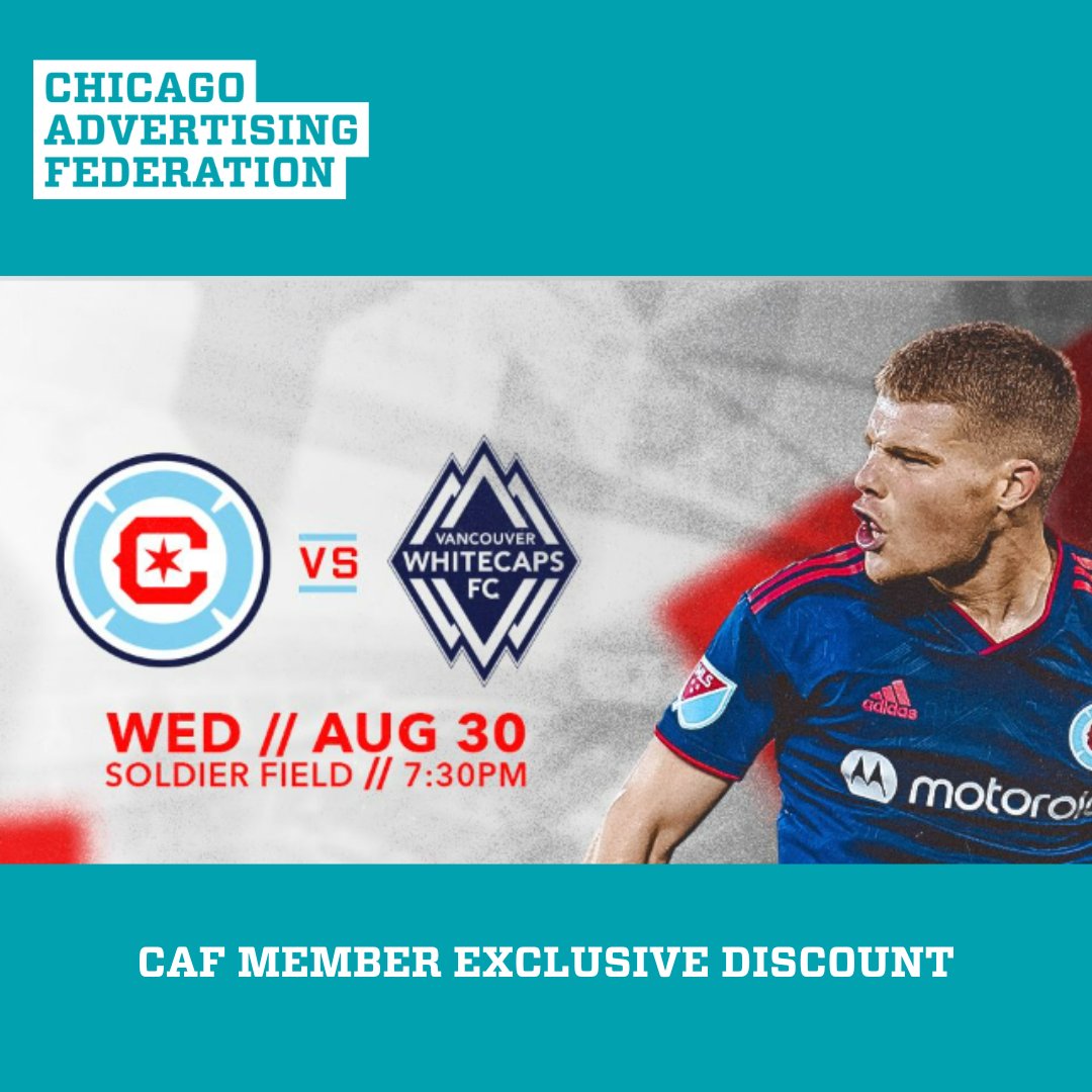 The Chicago Fire FC is offering CAF members a discounted ticket to the 8/30 game. Watch the Fire play against the Vancouver Whitecaps with your friends, family and fellow CAF members. Check your email for ticket info or log in with your member creds below. chicagoadfed.org/event/chicago-…