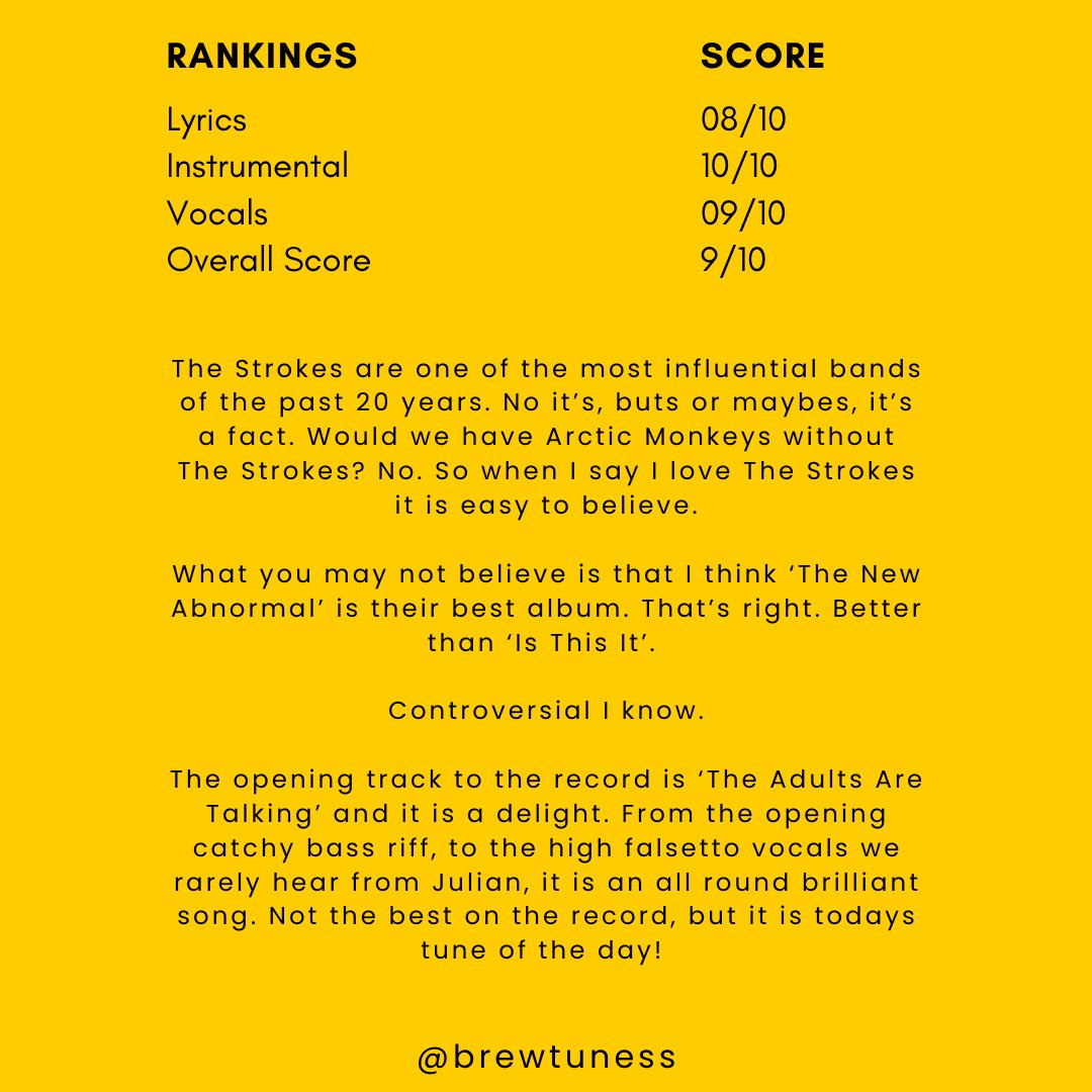 Tune of the Day

The Strokes - The Adults Are Talking

#thestrokes #juliancasablancas #theadultsaretalking #thenewabnormal #songsoftheday444 #songoftheday #tuneoftheday #music #spotify #songs #fyp #foryoupage #songoftheday🎧