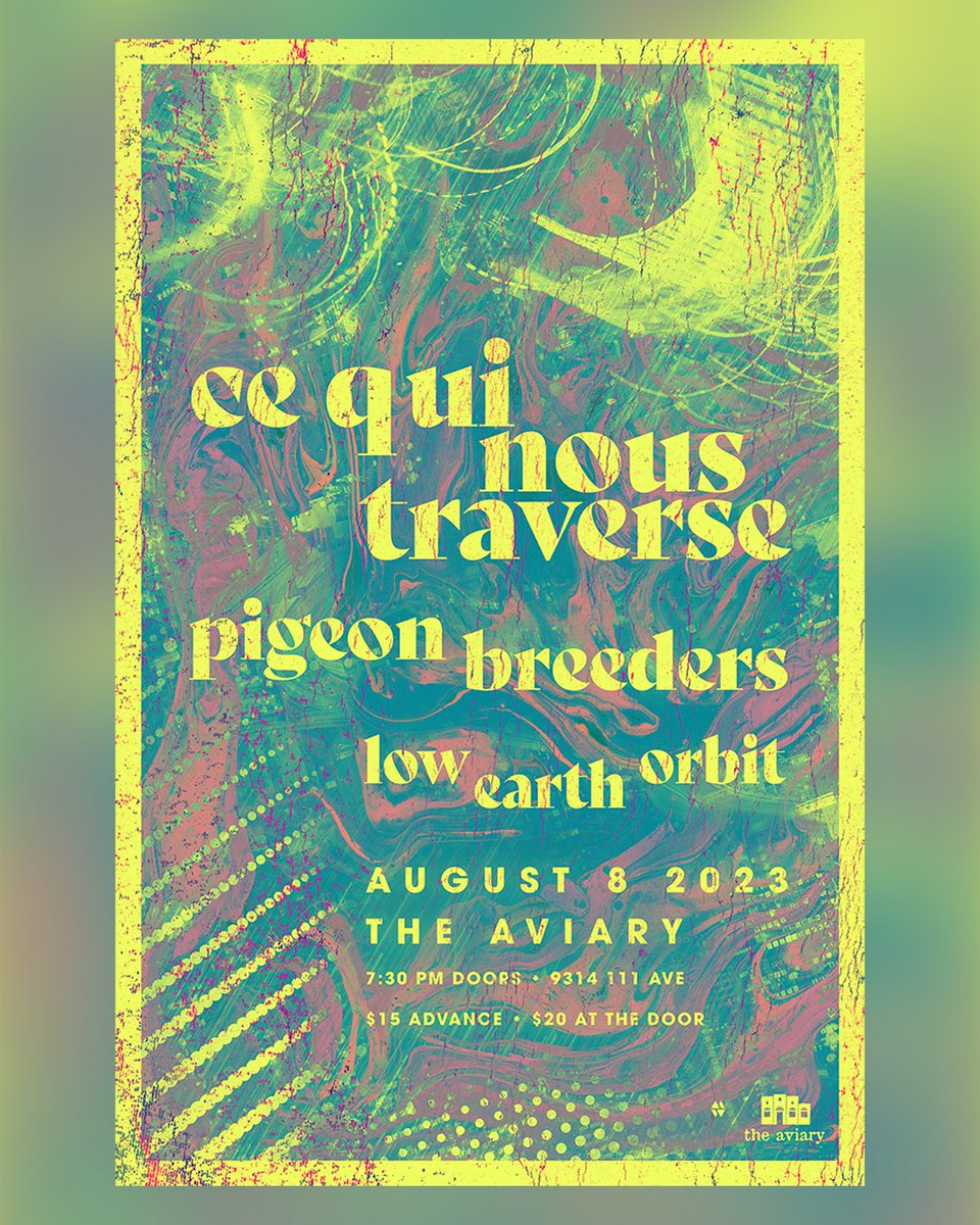 TOMORROW @ The Aviary w/ Ce Qui Nous Traverse and Low Earth Orbit 🎟️🎟️🎟️ tr.ee/FWeKt8_nl_

 #yegmusic #experimental #freeimprov #soundscapes #instrumental #avantgarde #ambient #drone #noise #shoegaze #postrock #livemusic