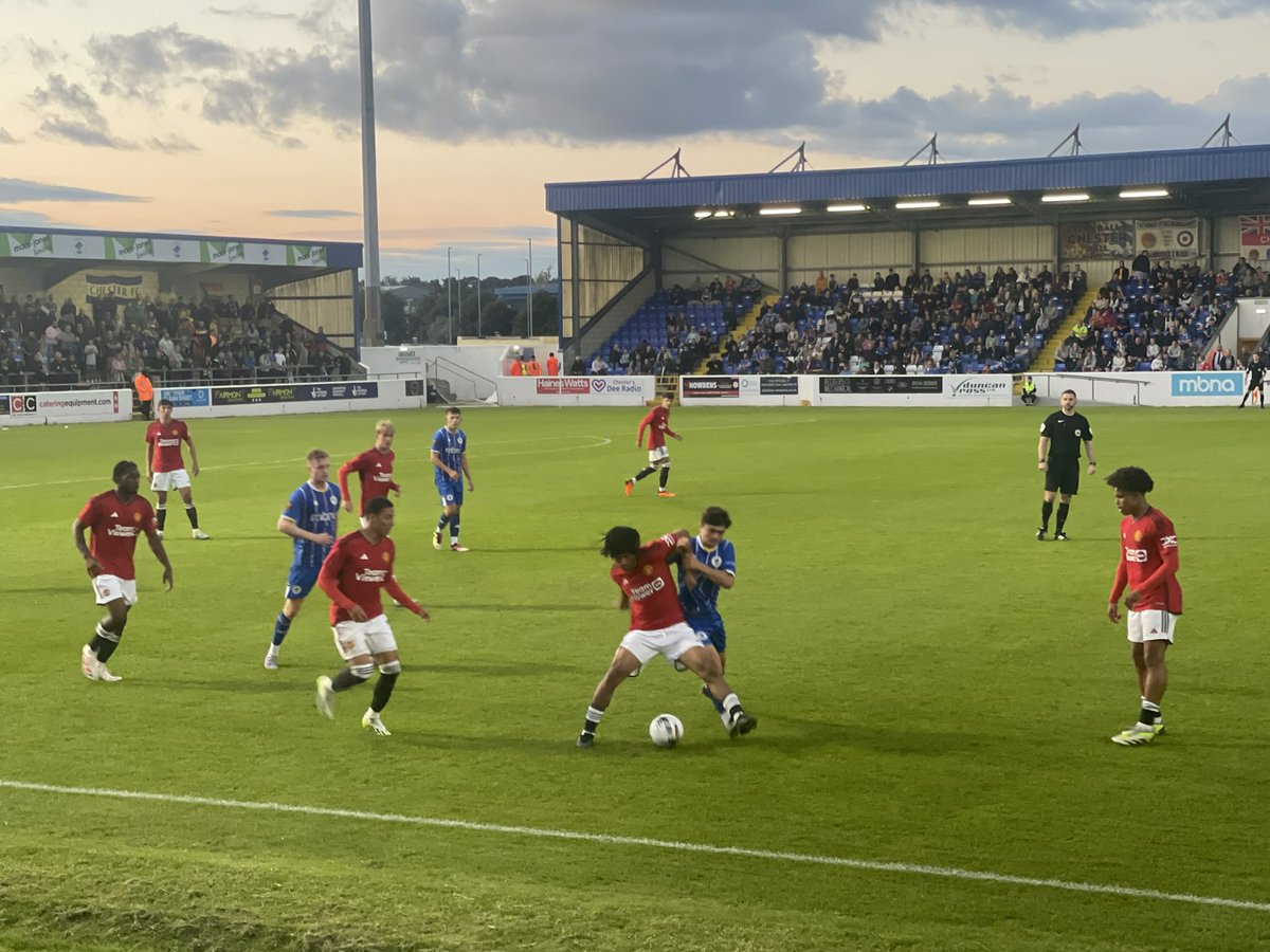 bennymufc's tweet photo. Chester FC 0-4 Manchester United at FT: Shoretire & McNeill with a brace & Emeran with the goals. #MUFC #MUAcademy #U21 #DevaStadium #ManchesterUnited #ManUtd 🇾🇪🇾🇪🇾🇪 https://t.co/A4PY66wMeW