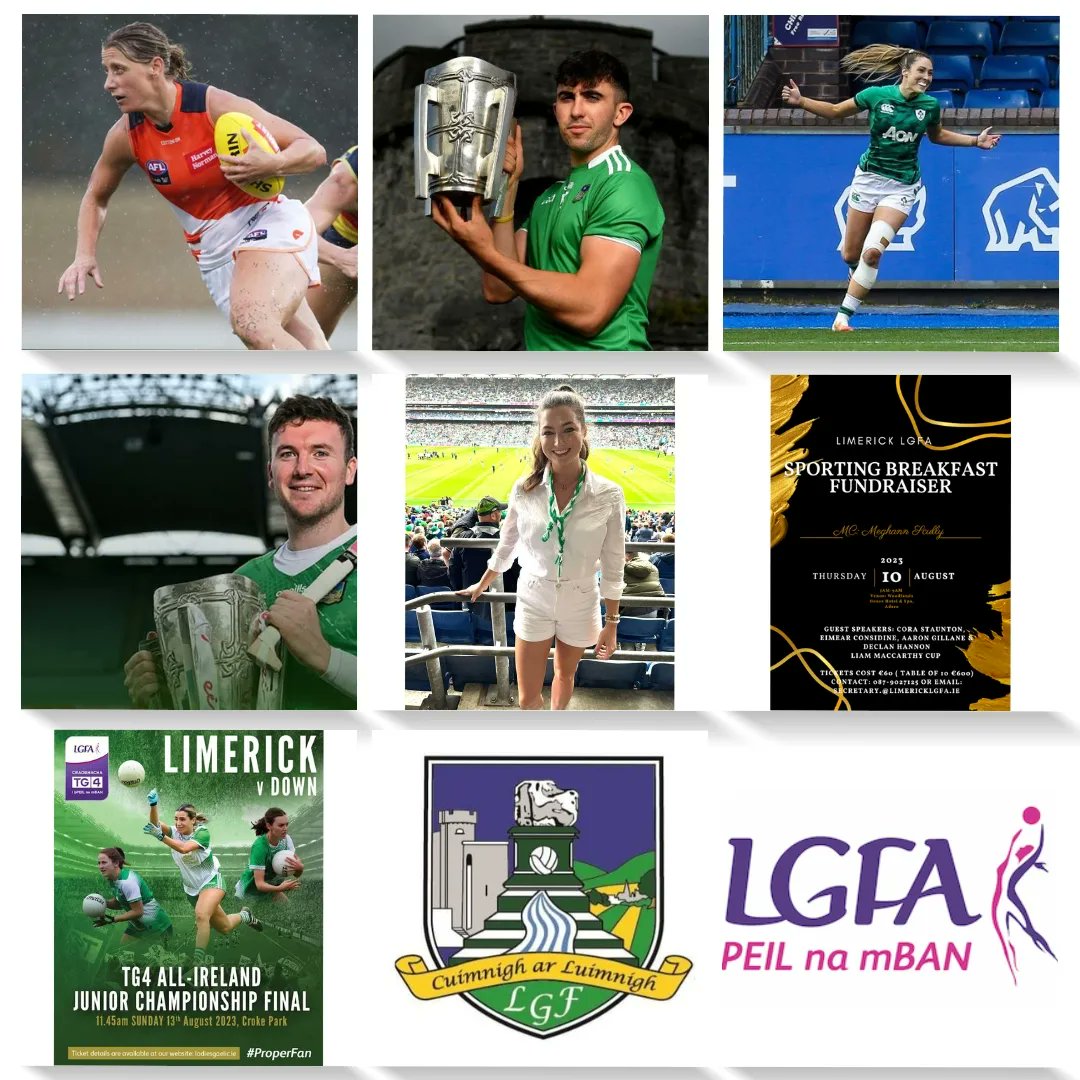 LKLadiesGaelic's tweet image. What a wonderful morning in store at The Woodlands Hotel, Adare on Thursday 10th August 7AM-9AM for our LGFA Sporting Breakfast Fundraiser kindly sponsored by Sporting Limerick
MC: Meghann Scully 
Guest Speakers: Cora Staunton,  Aaron Gillane, Eimear Considine &amp;amp; Declan Hannon