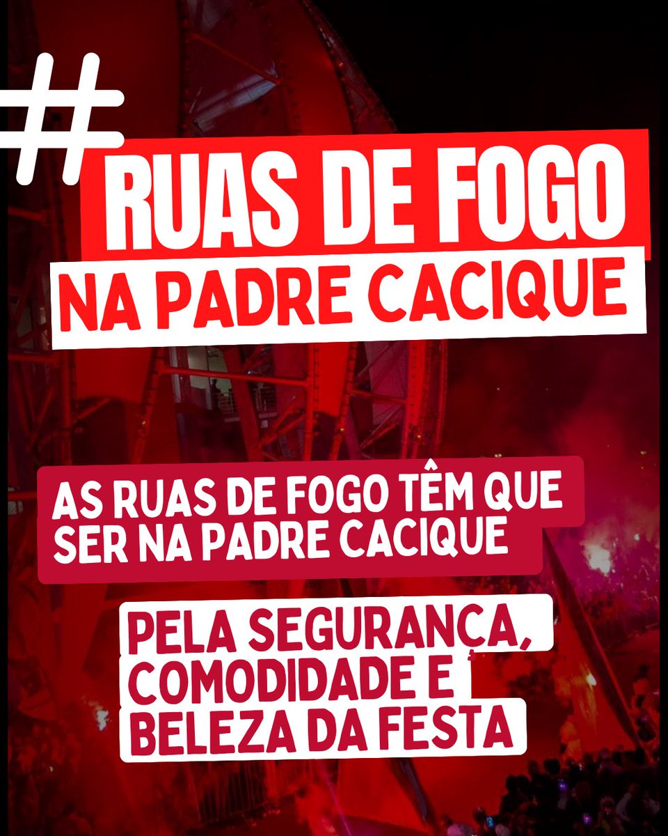 Infernodestino's tweet photo. #RUASDEFOGONAPADRECACIQUE ⚠️

PELA SEGURANÇA, COMODIDADE E BELEZA DA FESTA, SOMOS A FAVOR QUE AS RUAS DE FOGOS SEJAM NA PADRE CACIQUE! 🔥🇦🇹

BORA SUBIR A TAG E FAZER DESSA FESTA AINDA MAIS LINDA! 🎷👊 https://t.co/iv2mxiCs7a