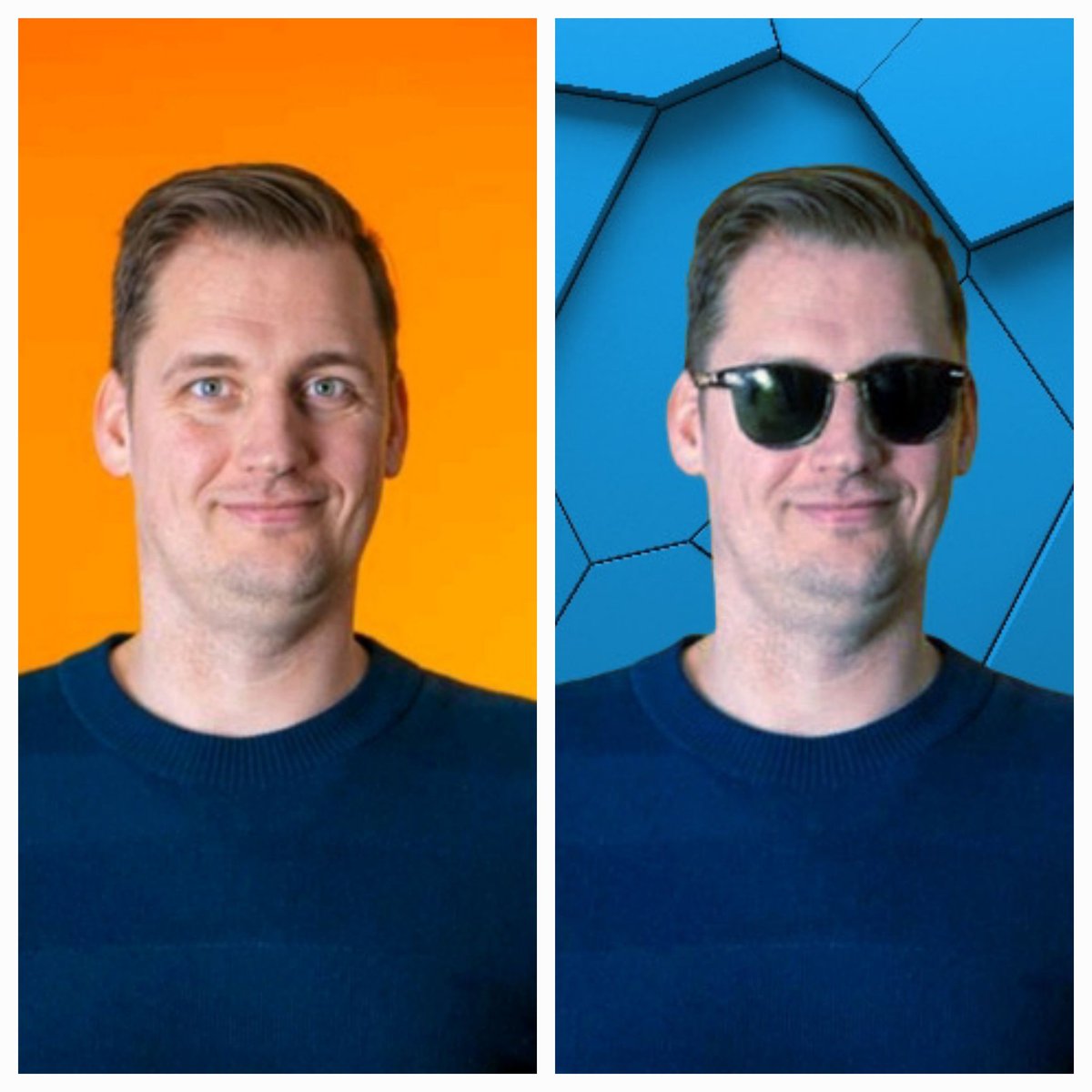 Image editting next level.
Glasses arent real, Just like background.
