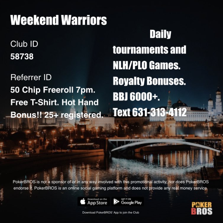 MJRStephens's tweet image. #poker #pokerbros #tournaments #appgame #winning #winner #nolimit #holdem #pokertournament #pokeronline #pokerplayer #pokerclub #pokerlife #onlinepoker #pokerapp #longisland #suffolk #nassau #pokernight #tourney #hustle #pokerbros #wsop #pokerlife
#wsop2023