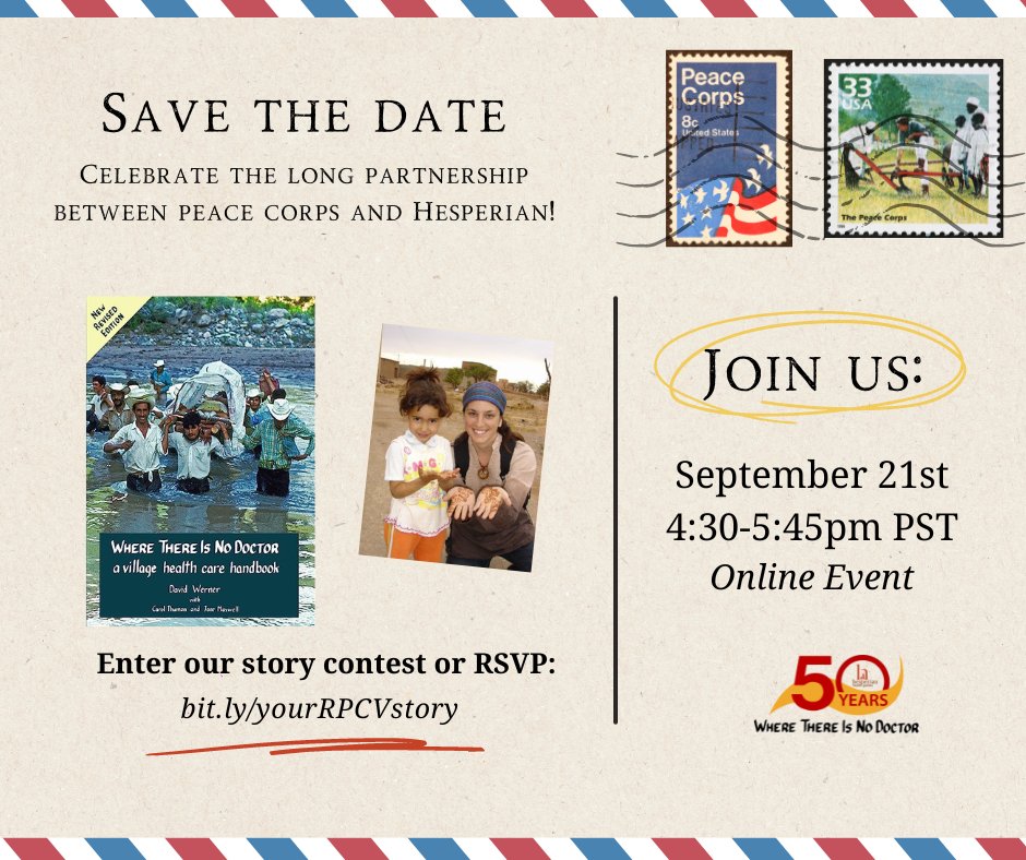 Join Hesperian and other RPCVs on 9/21 on Zoom to celebrate and share stories about the power of health information! Register for the event and learn more about our story contest: hesperian.org/get-involved/r…