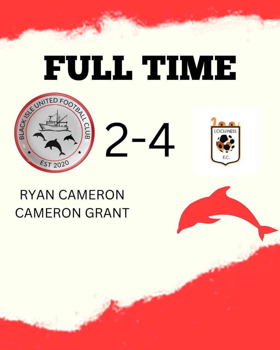 MATCH RESULT ⚽️

A very encouraging showing tonight, competing very well against a strong Loch Ness FC side.

Our final game of the season is away to Ardersier FC next Monday. 

Man of the match tonight - Jayden Loughlan - 16 year old who was superb throughout 👏