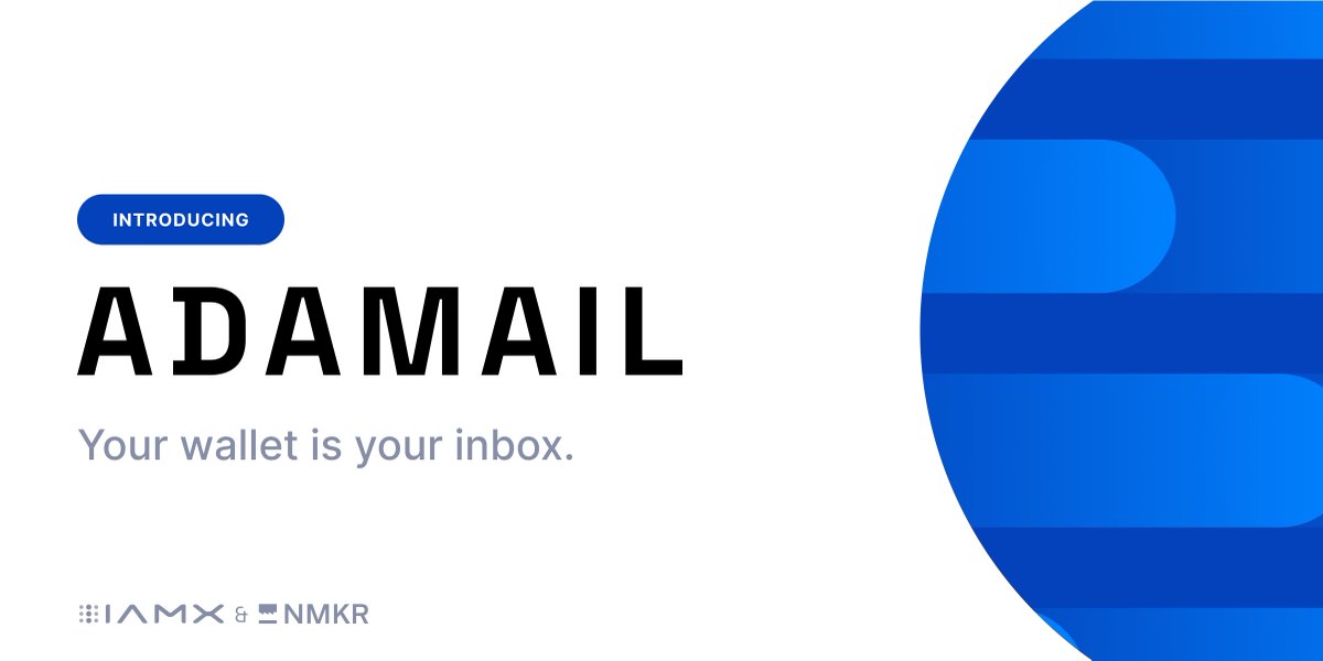 It's time! We're proud to finally announce ADAmail.

A unique emailing system built on <a href="/Cardano/">Cardano Community</a>. A completely new way to communicate in Web3.

Your wallet is your inbox.

Click here to read the full announcement: 
nmkr.io/blog/introduci… 

Or scroll down ⬇️