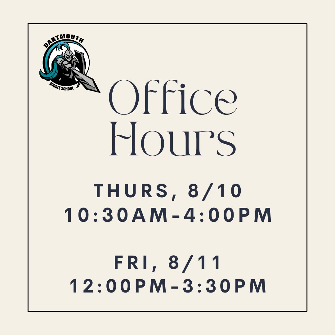 DMSKnights's tweet photo. Due to Professional Development, please see the flyer for the DMS office hours. https://t.co/35TYhM9BjN