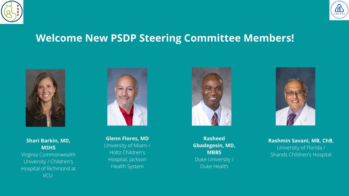 @PSDP_AMSPDC looks forward to working with our newest PSDP Steering Committee members! We are grateful for their time, commitment, and support of our PSDP Scholars and next generation of pediatric physician-scientists! @SalliePermar @BarkinMd @TheGlennFlores