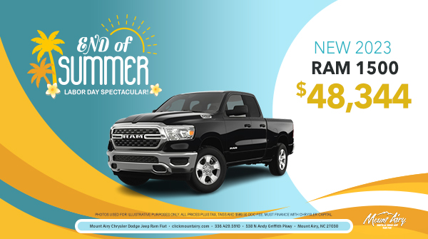 MountAiryCDJR's tweet photo. The Ram was built for tough jobs! Come see how tough the Ram 1500 can be by test driving one today at Mount Airy CDJRF!
https://t.co/SArXv1xHp6
#dealership #mountairy #ram1500 #endofsummersale https://t.co/DIFxmmDznr