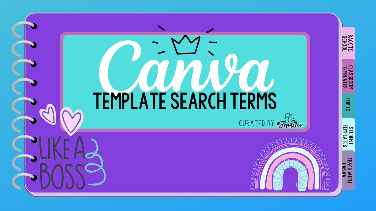 Hey Ts! 👋 It's back to school time! 🏫🎉
Are you looking for some💡(templates) to help kick off the year?
#Jenallee has curated ideas in this handy @canvaedu search terms notebook. 📔
✅it out 👉bit.ly/CanvaNotebook  
#CanvaLove #UCanWithCanva #Backtoschool #create #design