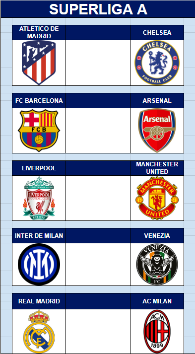 PARTIDOS - SUPERLIGA A - JORNADA 6

Dos equipos en racha, Atlético y Chelsea puede ser un partidazo (o no)

Barcelona no levanta, y le toca recibir al lider

Clásico ingles, dos equipos en buena forma

Inter quiere recuperar la punta, Venezia despegar

Madrid sigue sin ser +