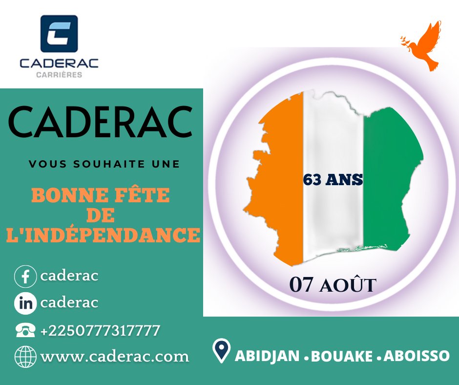 caderac_SA's tweet photo. Nous vous souhaitons une très bonne Fête de l'Indépendance!!!😀🇨🇮🇨🇮 https://t.co/etHLCvhbKh #caderac #Constructions #Route #bâtiments #Travaux #Architecture #BTP #Gravier #carriere #concassés https://t.co/eW012ZtEkI
