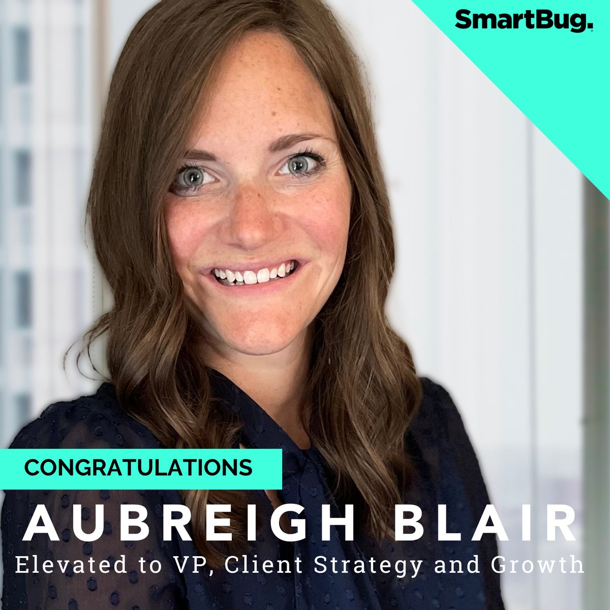 sofia_pompeo's tweet photo. Join us as we congratulate Aubreigh Blair for being promoted to VP, Client Strategy and Growth! 🎉 Aubreigh has been a key part of SmartBug's success for the past five years. I'm excited to see her thrive in this new role! #DigitalAgency #Marketing https://t.co/D1SkqTslRX