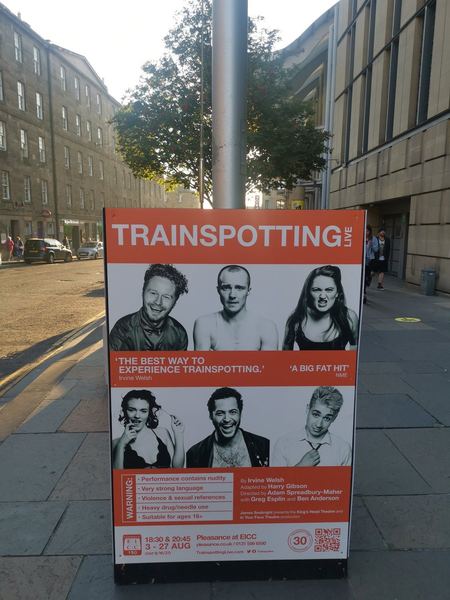 Absolutely brilliant. A great adaptation of the classic works of Irvine Welsh. Why on earth have I waited 10 years to see #TrainspottingLive!?! Amazing cast. Highly recommended. A masterclass in stage blocking and use of light too 🙌🏻 #edfringe
