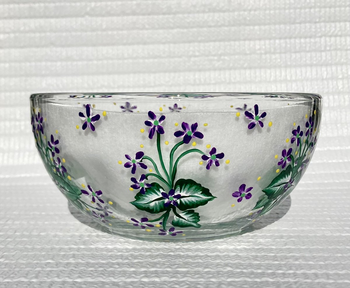 etsy.com/listing/130671… #violetbowl #glassbowl #paintedbowl #SMILEtt23 #giftideas #homedecor #candydish #art #floralbowl