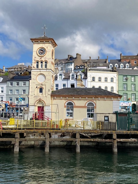 The Clock Tower has pride of place on Lynch’s Quay.  It could be so much more and deserves some long overdue T.L.C. A view from the sea. #RestoreClockTower #localheritage #CorkHarbour