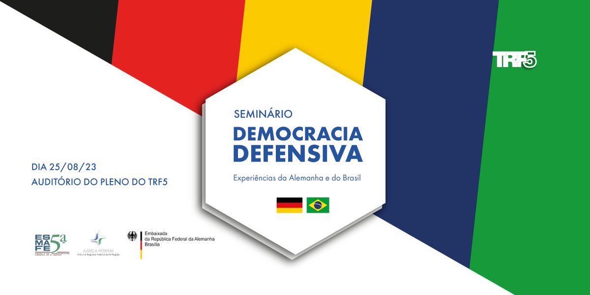 TRF5_oficial's tweet photo. Ministro do Tribunal Constitucional Federal da Alemanha, Richter Josef Christ é um dos palestrantes do evento. Saiba mais: https://t.co/7qb9E01XJq
#TRF5 #JustiçaFederal #Democracia https://t.co/tDCc1VJrq4