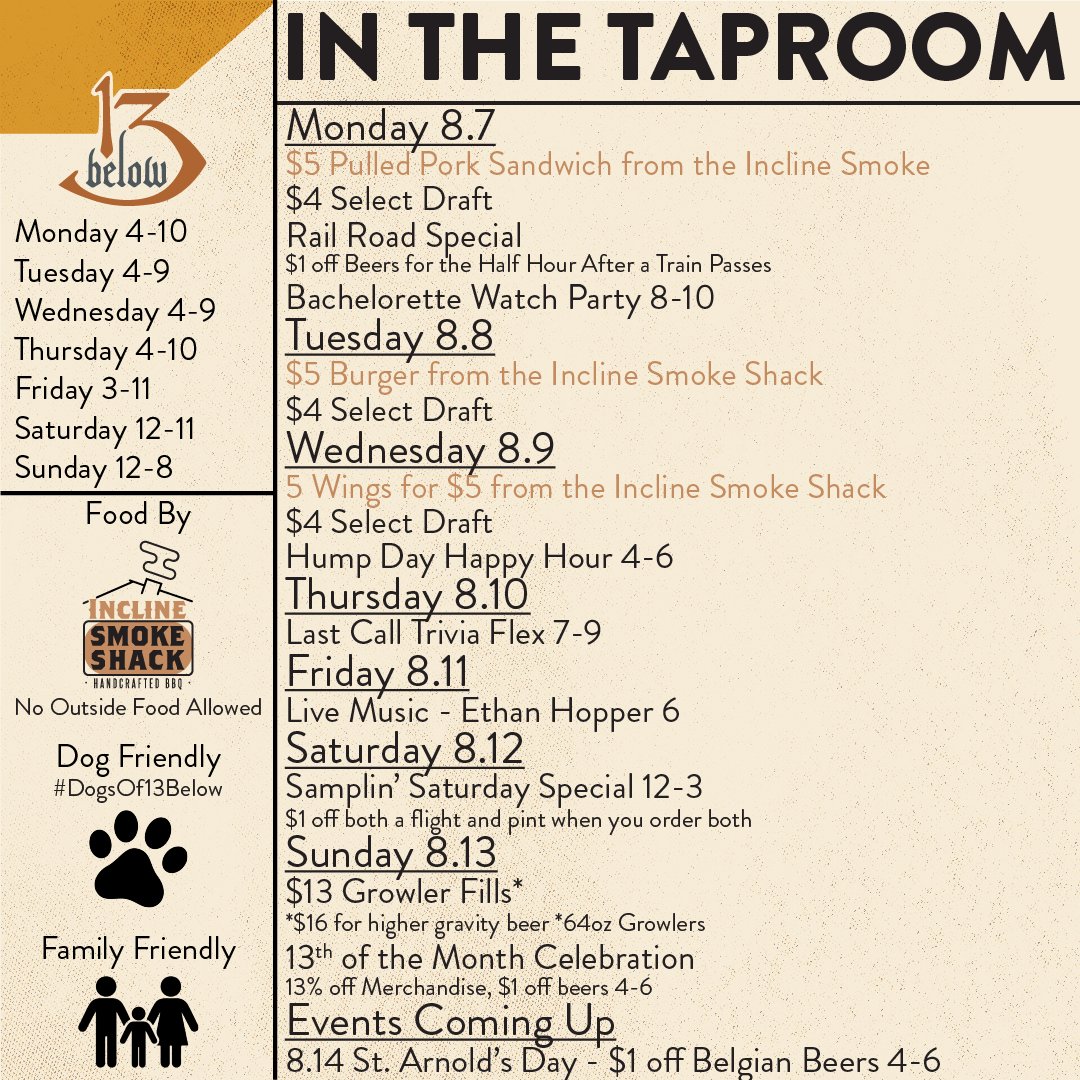 13BelowBrewery's tweet photo. Check out our events for this week! https://t.co/YDyalBEwEF