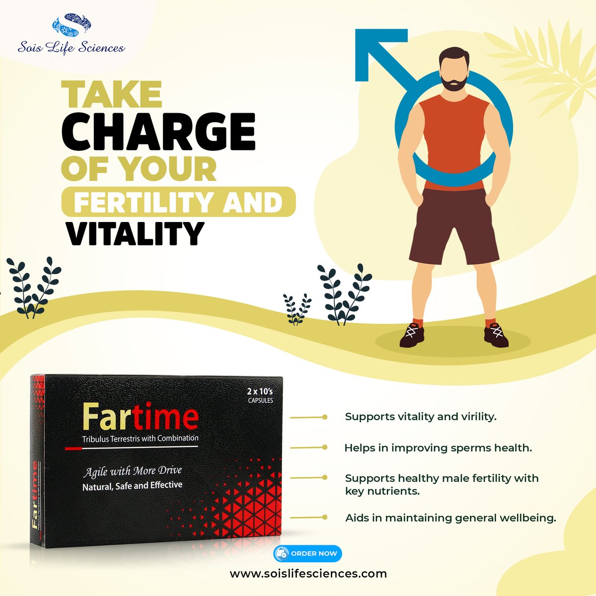 Taking control of your fertility and vitality is what Fartime is all about, men! In addition to improving the health of your sperm, this product will increase your virility and maintain your general well-being.

#MenFertilityBoost #UnlockYourPotential #JourneyToFatherhood #sois