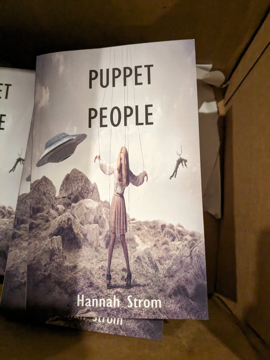 HannahStrom9's tweet photo. They came! Turned out to be a gray color rather than the beige it looked in the computer, but I'm so happy right now! #puppetpeople #newbooks #authorcopies #indieauthor #authorcopy #scifibook #booktwt #WritingCommunity https://t.co/waaSsR8ttv