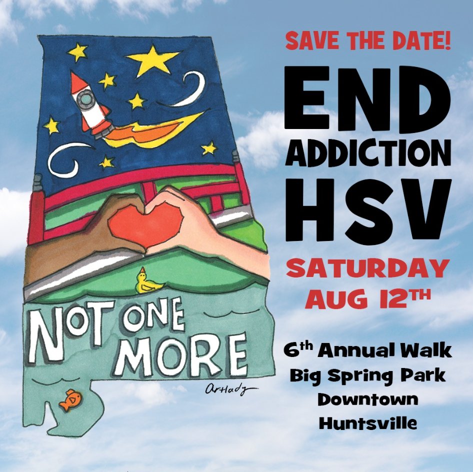 thepdfc's tweet photo. The #endaddictionhsv walk is tomorrow. Join Not One More Alabama from 9AM to 12 PM at Big Spring Park in Downtown Huntsville. https://t.co/hey0cPcrBT
