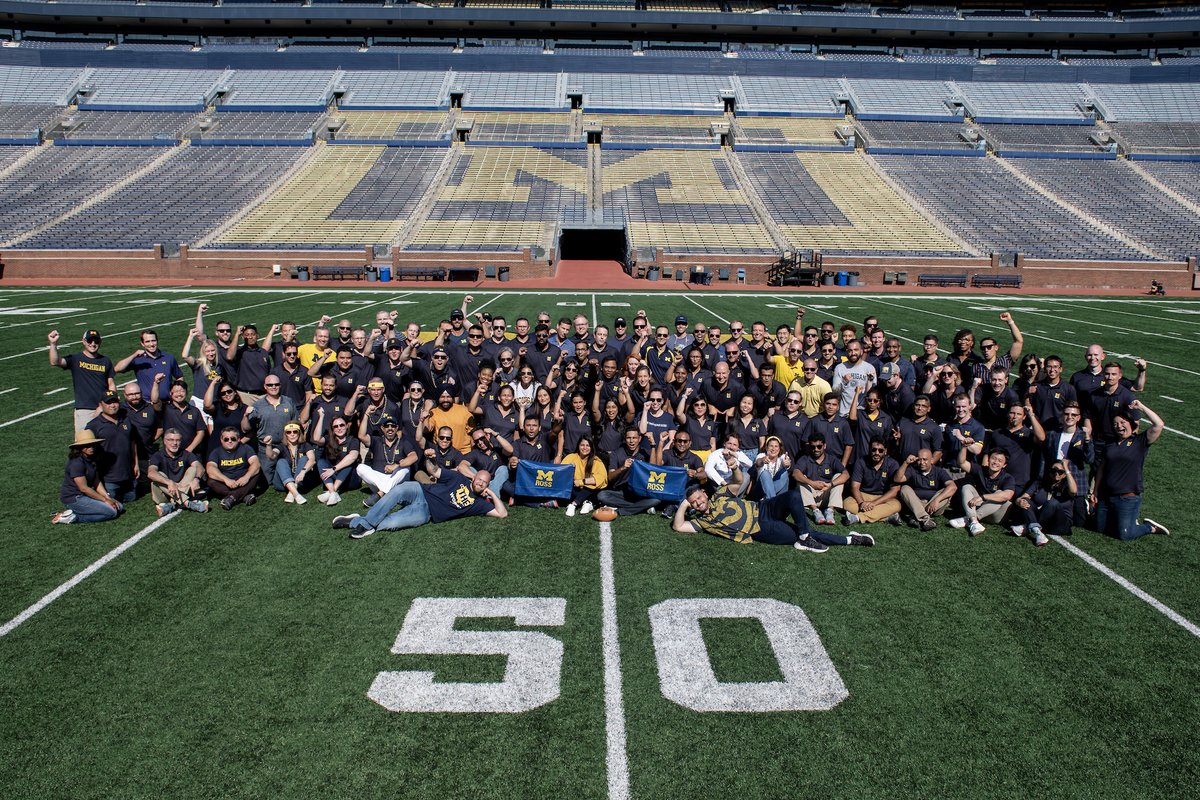 MichiganRoss's tweet photo. We recently welcomed the 30th Executive MBA class to campus for some big fun in The Big House. HAIL to the newest class of Leaders and Best! Go Blue! #RossEMBA 〽️ https://t.co/cEre5MAQg3