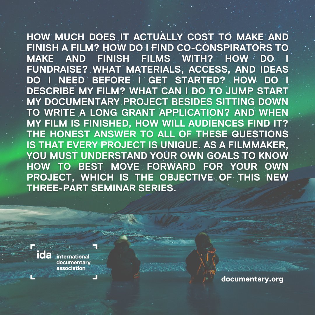 IDAorg's tweet photo. Have you signed up for this upcoming workshop series yet? Free and open to all filmmakers! More info here. https://t.co/ZBPnBBhVvH https://t.co/D62reKaghM