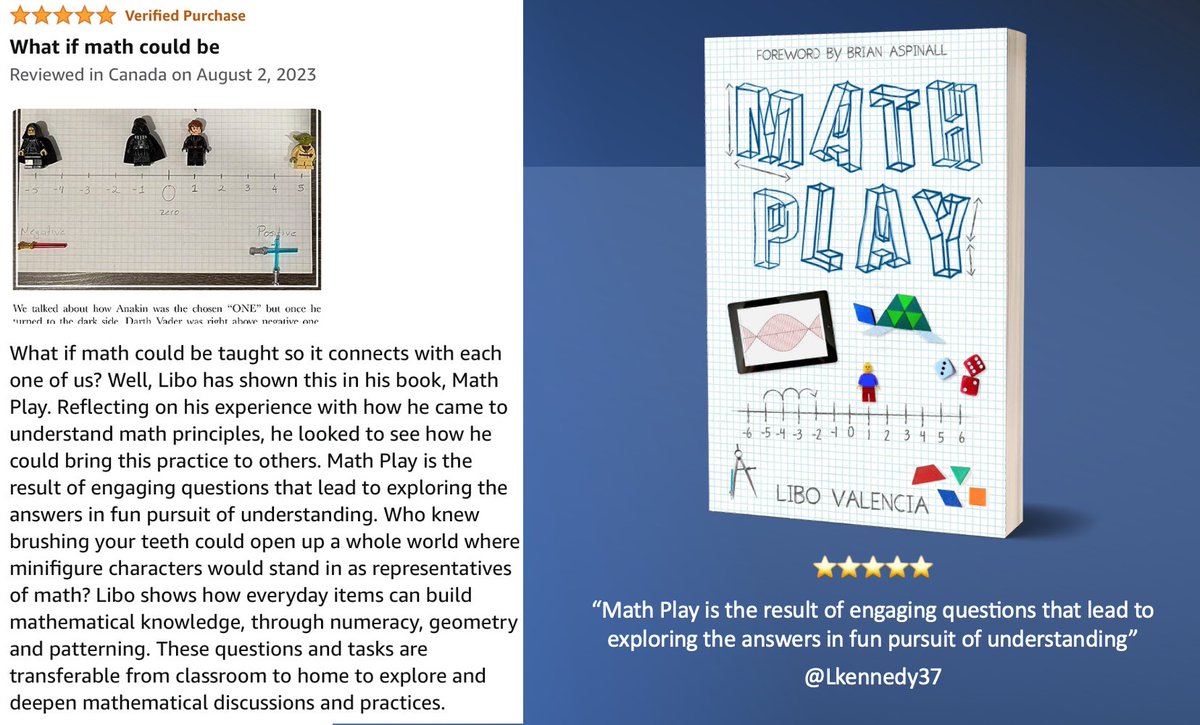 'Math Play is the result of engaging questions that lead to exploring the answers in fun pursuit of understanding' Thanks @Lkennedy37 for the kind words and positive feedback about @MathPlay4All! #MathPlay🧮#CodeBreaker🦾 #ITeachMath #MTBoS #Math #STEM 🔗amazon.com/dp/1990566561