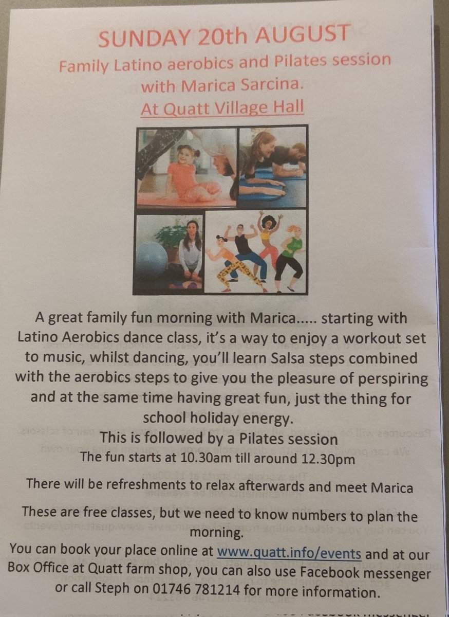 quatt_hall's tweet image. #LatinoAerobicDanceClass #Pilates #FreeSummerFun #Bridgnorth