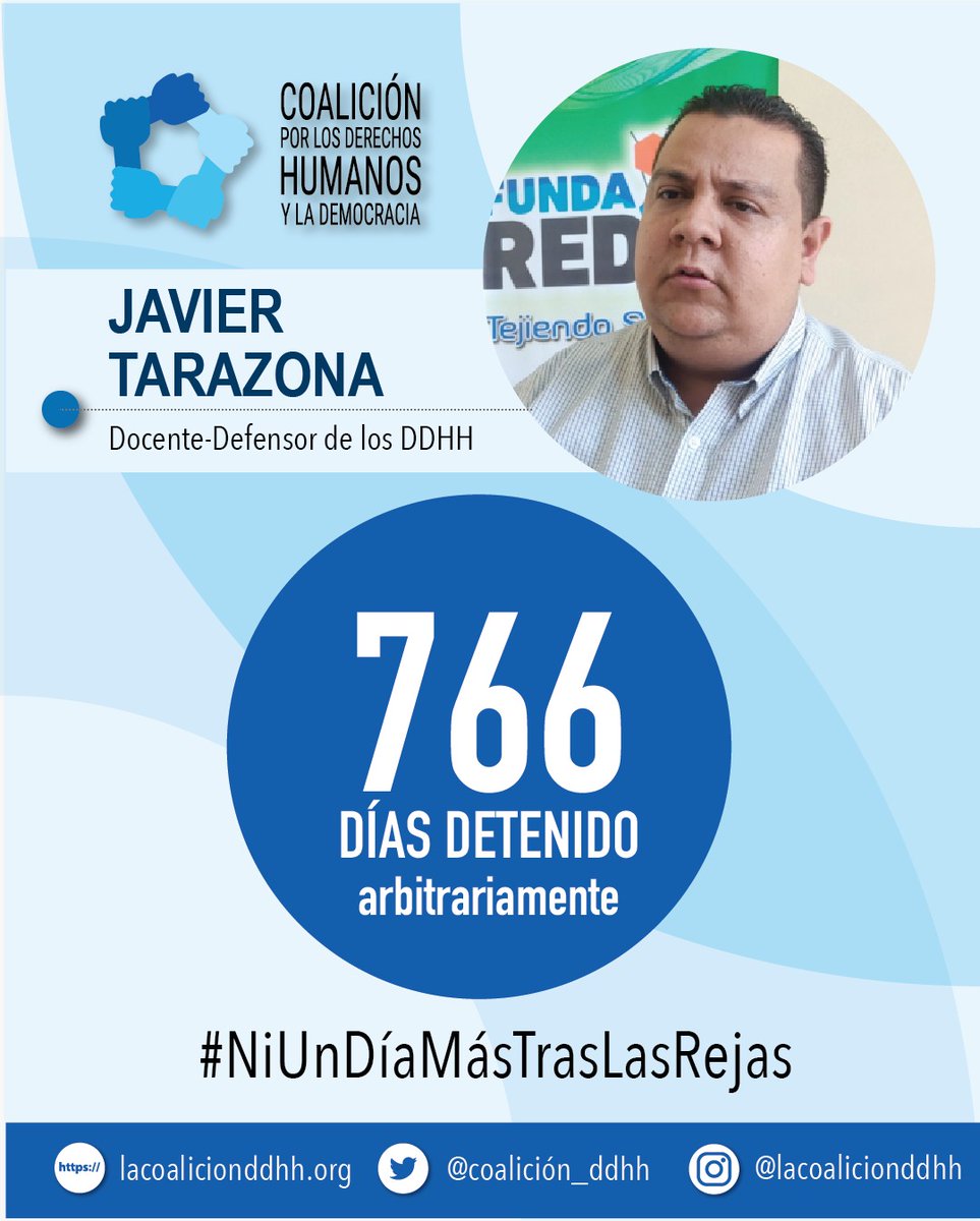 #7Agosto Javier Tarazona, docente universitario, investigador y defensor de #DDHH, está detenido injustamente desde el 2 de julio de 2021

Hoy suma 766 de detención arbitraria.

La defensa de los #DDHH no es un delito.

#LiberenAJavierTarazona 
#LibertadParaLosPresosPoliticos 🇻🇪