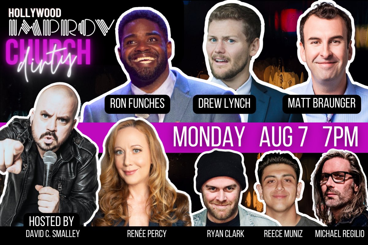 TONIGHT! 7PM HollywoodImprov.com @RonFunches @TheDrewLynch @Braunger @reneepercy @Michaelregilio1 +MORE. @HollywoodImprov