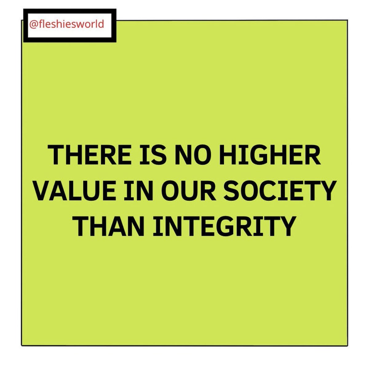 fleshiesworld's tweet photo. There is no higher value in our society than Integrity. 

#fleshiesworld #hopelessromantic #psychologyfacts #hurtfeelings #insideoutbeauty #thoughtsbecomethings https://t.co/cBqnSeAiiB