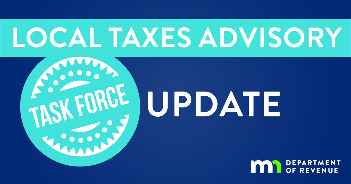 MNRevenue's tweet photo. The Local Taxes Advisory Task Force will hold its first meeting on August 16. You can learn more about this task force and see future meeting dates on our website: https://t.co/iWdRbiCFOZ https://t.co/aPYbGHxOT4