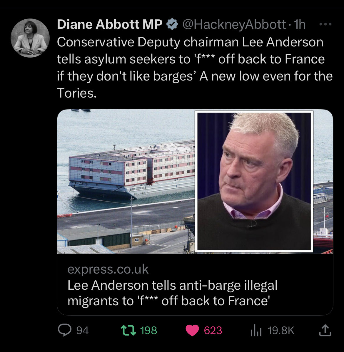 GyllKing's tweet photo. On the road to fascism, today the Tory Party crossed the Rubicon. The gloves came off. Decency died. What we have seen today from Lee Anderson &amp; Brendan Clarke-Smith is the Tory Party sending out the dogs to piss-mark the lamp posts of an unapologetically far right government. https://t.co/wk8OQX3Hjh