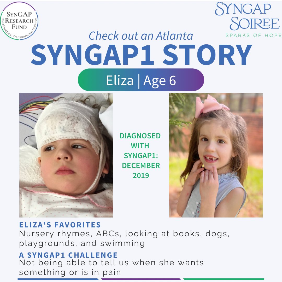 SyngapSoiree's tweet photo. 💚💙💜 Meet Eliza, age 6, and diagnosed with Syngap1 in 2019. Please join us and honoring another local Syngap warrior. SYNGAP SOIREE | SPARKS OF HOPE https://t.co/sekyC7FLaw @curesyngap1 #syngapsoiree #sparksofhope #syngapresearchfund https://t.co/Mftkskv3cW